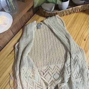 boho cream crochet cardigan